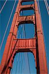 Pillar of the Golden Gate Bridge over blue sky  in San Francisco, California, USA