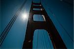 Golden Gate Bridge in San Francisco, California, USA with sun