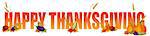 Happy Thanksgiving Color Text with Fruits Vegetable Pumpkin Wheat Grain Fall Leaves Illustration