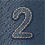 Number 2 made from jeans fabric - vector illustration