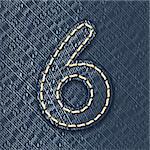 Number 6 made from jeans fabric - vector illustration