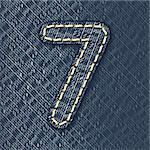 Number 7 made from jeans fabric - vector illustration