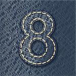 Number 8 made from jeans fabric - vector illustration