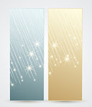 Two Christmas banners with falling stars