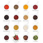 Different spices. Isolated on white background