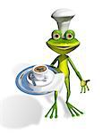 abstract illustration frog with a cup of coffee