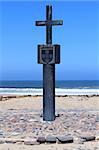 "Padrão" stone cross at Cape Cross Bay, Skeleton Coast Namibia. (Settled by Portuguese navigator and explorer Diogo Cão in 1484)