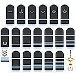Military ranks and insignia of the world. Illustration on white background.