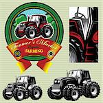 vector label with a tractor for livestock and crop