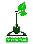 green garden tool sign with shovel