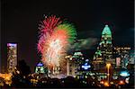 4th of july firework over charlotte skyline