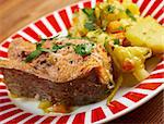Baked trout with potatoes .farmhouse kitchen