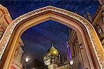 Masjid Sultan Mosque Gateway Entrance in Singapore at Blue Hour