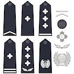 Ranks and insignia of the police of the world. Illustration on white background.