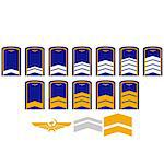 Ranks and insignia of the of civil aviation world. Illustration on white background.