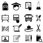 Back to school, learning and education icon set