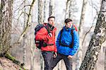 Young male hikers in forest