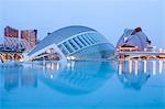 The Hemsiferic and El Palau de les Arts Reina Sofia in the City of Arts and Sciences (Ciudad de las Artes y las Ciencias) in Valencia, Spain, Europe