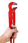 Adjustable pipe wrench, isolated on a white background