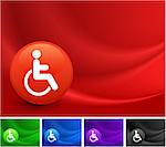 Disabledd Icon on Multi Colored Abstract Wave Background Original Illustration