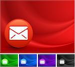 Mail Icon on Multi Colored Abstract Wave Background Original Illustration
