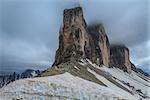 Tre Cime di Lavaredo in winter. Dolomite Alps, Italy