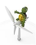 3D render of a tortoise with wind turbine