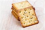 Vegetable cracker on wooden background