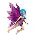 3d render of cute cartoon fairy on white background.