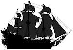 marine theme, silhouette sailboat, this illustration may be useful as designer work