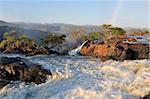 Top of of the Ruacana waterfalls, Namibia at sunrise