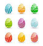 Illustration Easter set colorful ornamental eggs isolated on white background - vector