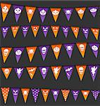 Illustration Halloween hanging flags with different symbols - vector