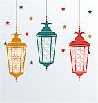 Illustration intricate Arabic lamps for Ramadan Kareem - vector