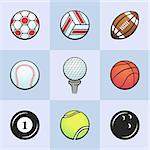 Collection of sport icons. Colored vector sport balls. . Vector icons set.