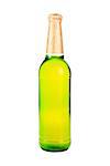 Green cold blank beer bottle isolated on white background with clipping path.