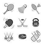 Collection of sport icons. Sport equipment. Vector icons set.