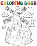 Coloring book windmill 1 - eps10 vector illustration.