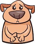 Cartoon Illustration of Funny Dog Expressing Sad Mood or Emotion