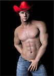 a male cowboy model in a pose