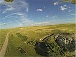 aerial view of Pawnee National Grassland in Colorado from a low flying quadcopter drone with rotating propellers included in a frame