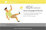 Man slipped on a banana. Page not found Error 404. Text outlined. Used free font Open Sans