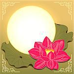 Mid Autumn Festival Lotus Flower and Moon