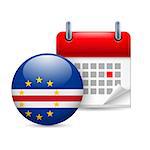 Calendar and round flag icon. National holiday in Cape Verde