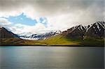 Mighty fjords with mountains covered by snow near Olafsfjordur, Northern Iceland