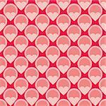 Pink tile vector background with hearts and polka dots. Cute seamless pattern or decoration wallpaper