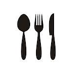Black vector restaurant menu icon with cutlery isolated
