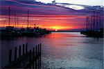 Image of a beautiful sunset at boat marina
