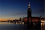 Stockholm City Hall in the night.