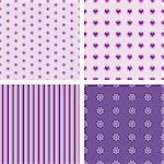 set of nice simple seamless patterns in violet color scheme